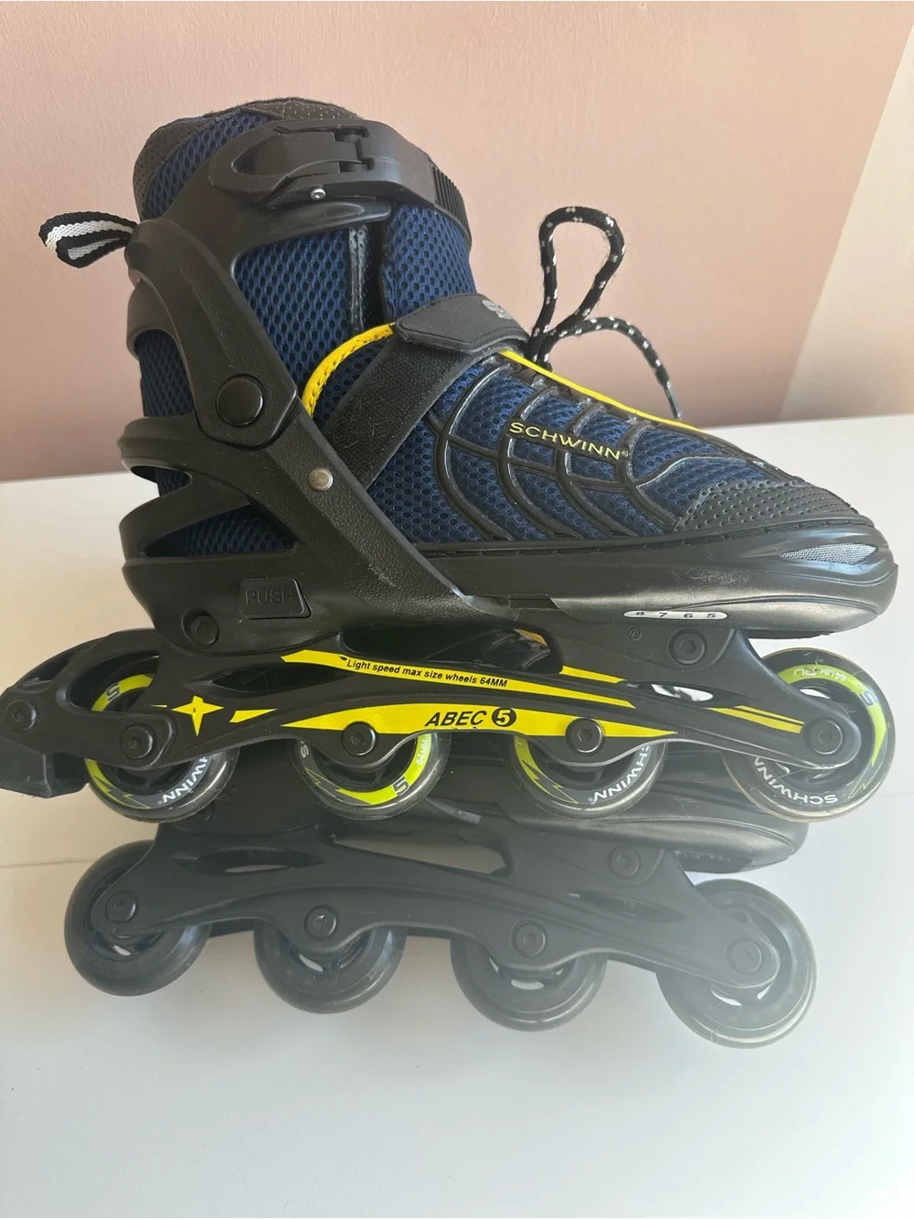 Schwinn Kids Rollerblades Youth size 5-8 Blue and Yellow Adjustable Inline Skate